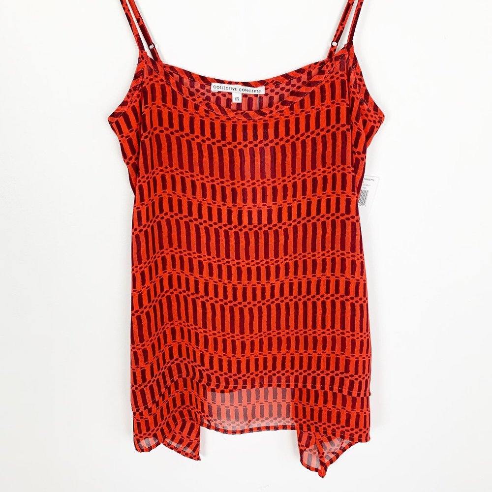 NWT Collective Concepts Red & Burgundy Tent Blouse